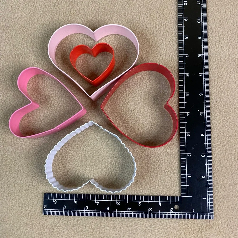 Heart Cookie Cutters Set 10 Pieces Baking Crafting Valentines Day Party Pancakes